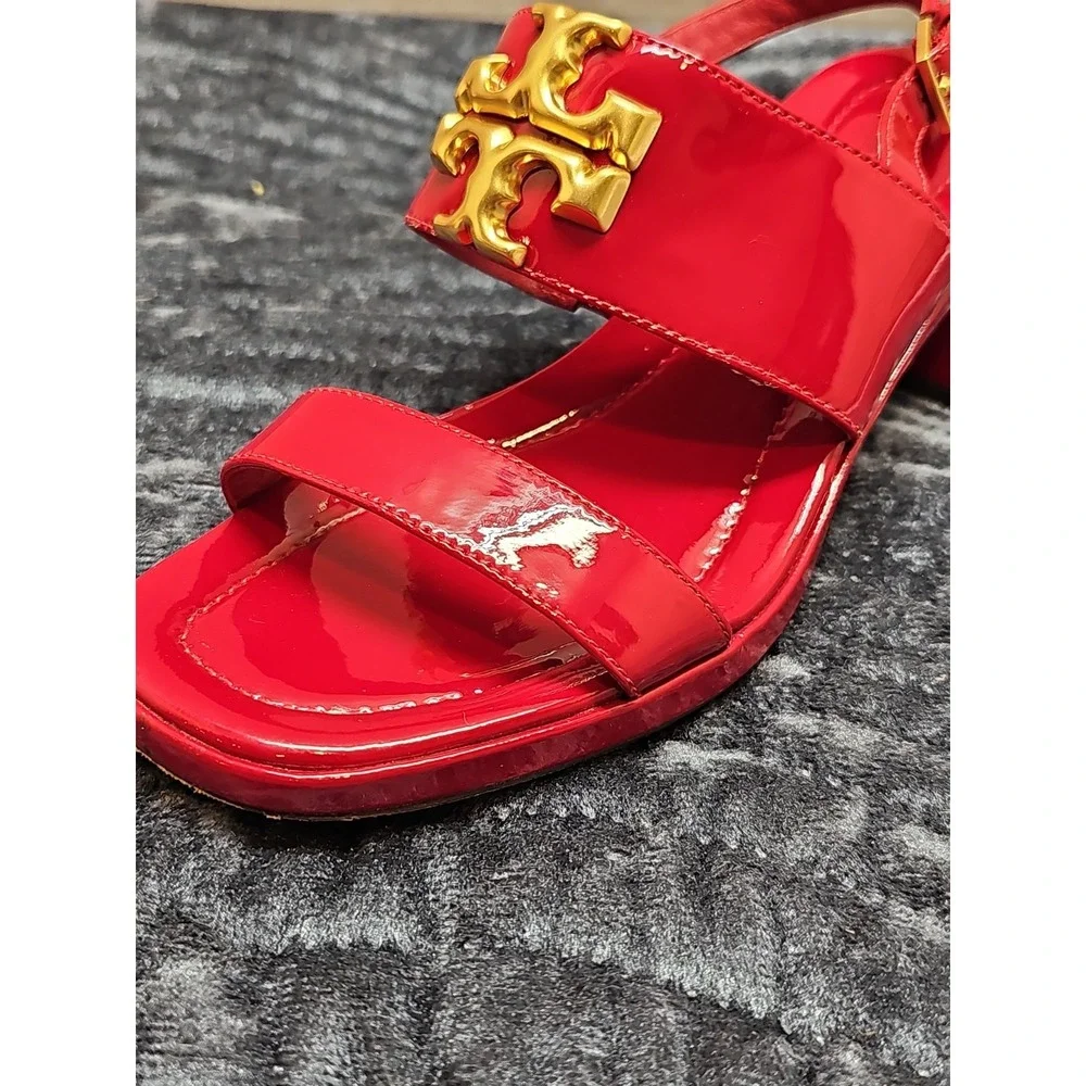 Tory Burch Red Patent Leather Eleanor Heel Sandal Size 6